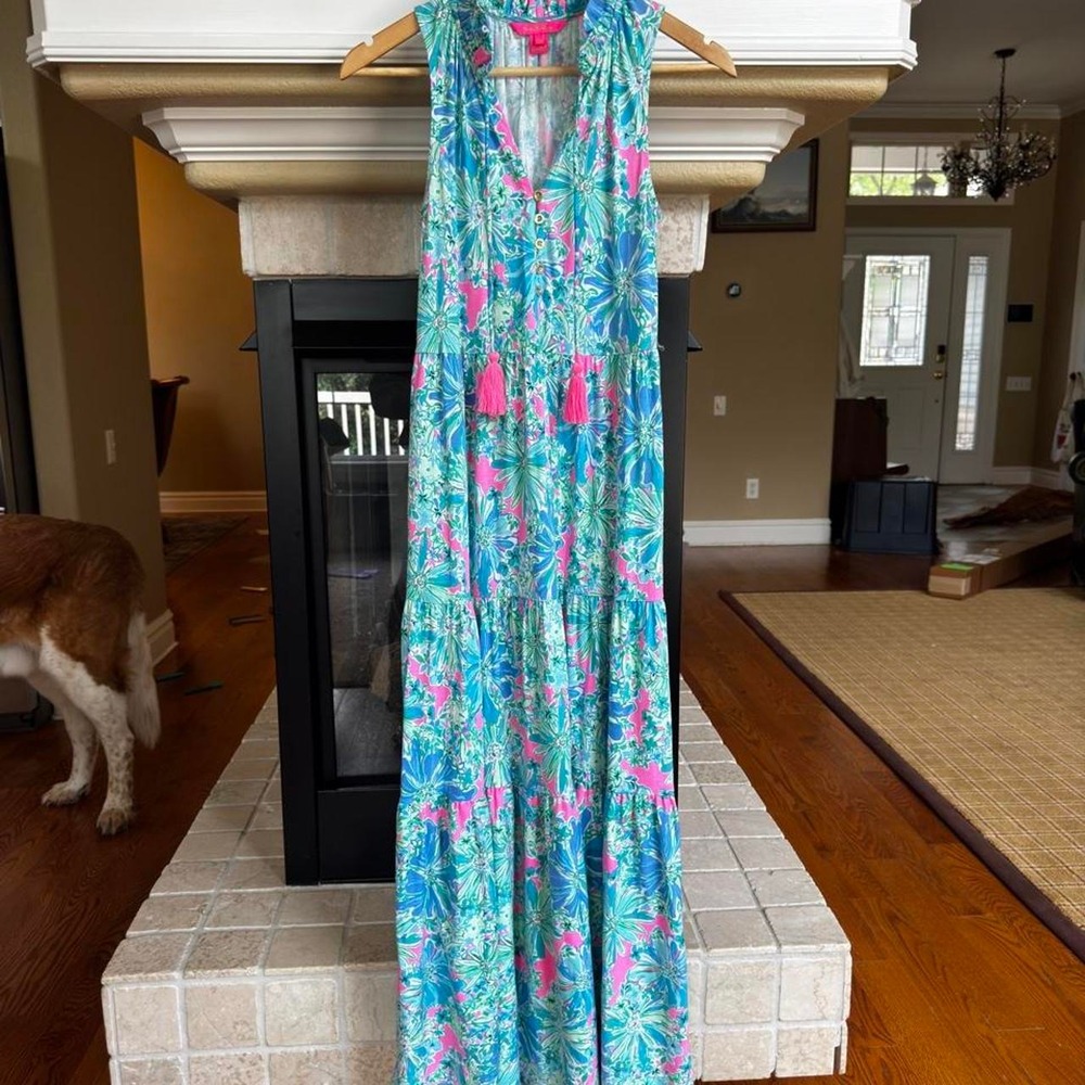 Lilly Pulitzer Malone Tassel Maxi Dress XXS Resort wear Vacation Beach